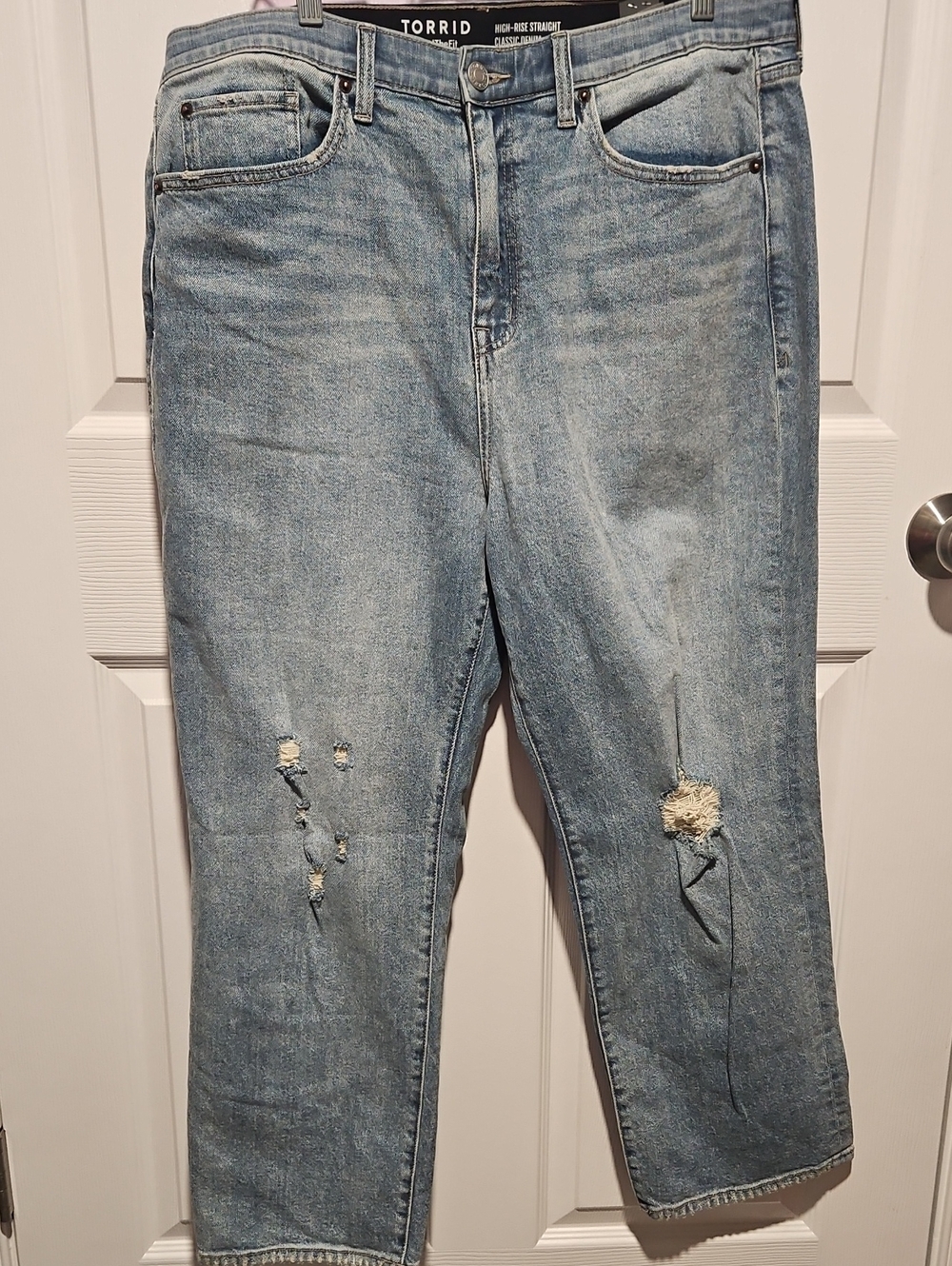 Torrid Light Blue High-Rise Straight Distressed Jeans